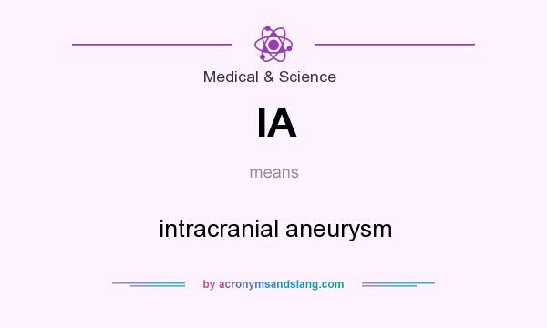 What does IA mean? It stands for intracranial aneurysm
