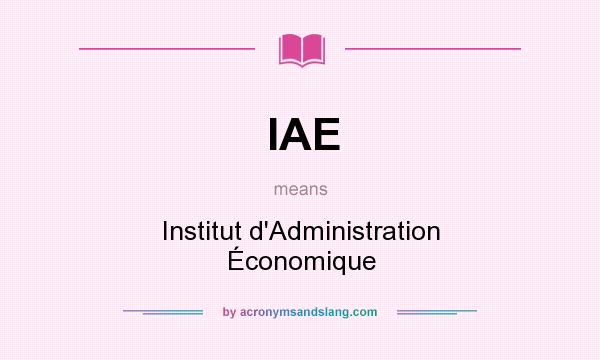 What does IAE mean? It stands for Institut d`Administration Économique