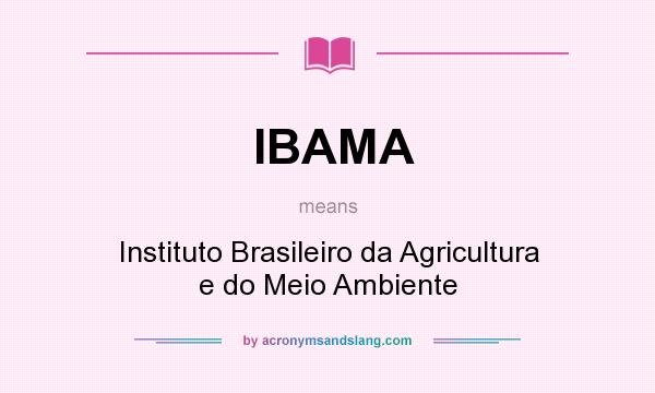 What does IBAMA mean? It stands for Instituto Brasileiro da Agricultura e do Meio Ambiente