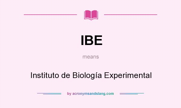 What does IBE mean? It stands for Instituto de Biología Experimental