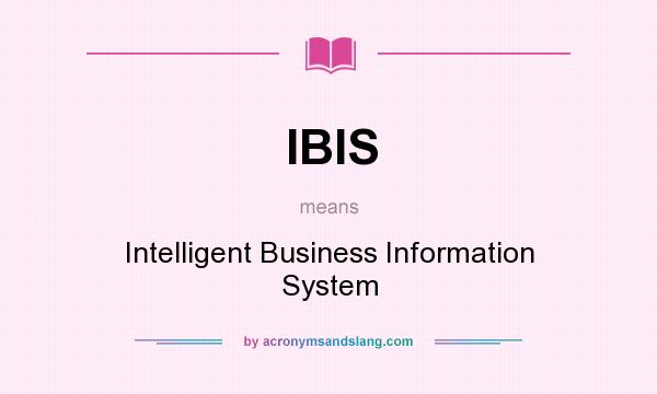 What does IBIS mean? It stands for Intelligent Business Information System
