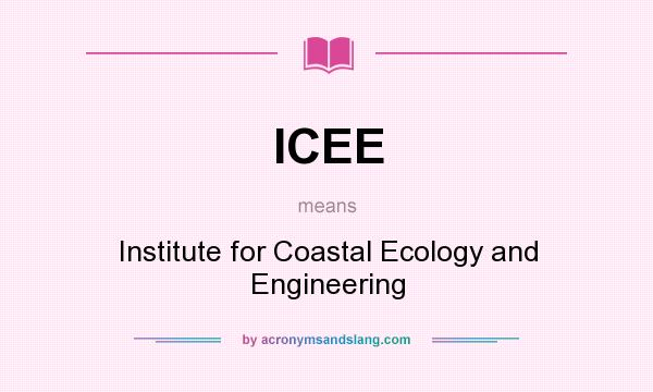 What does ICEE mean? It stands for Institute for Coastal Ecology and Engineering