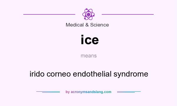 What does ice mean? It stands for irido corneo endothelial syndrome