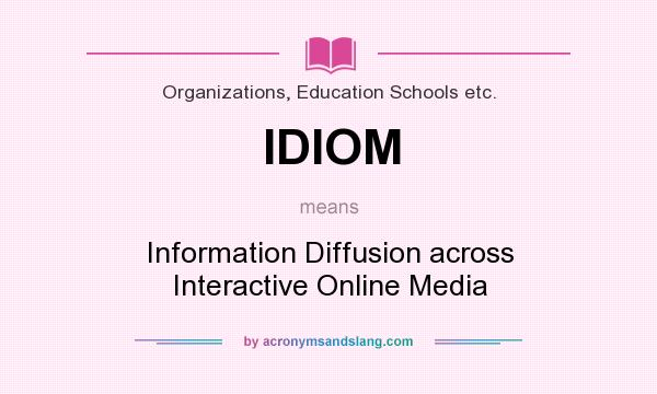 What does IDIOM mean? It stands for Information Diffusion across Interactive Online Media
