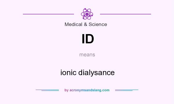 What does ID mean? It stands for ionic dialysance