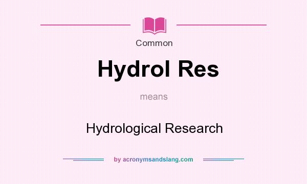 What does Hydrol Res mean? It stands for Hydrological Research