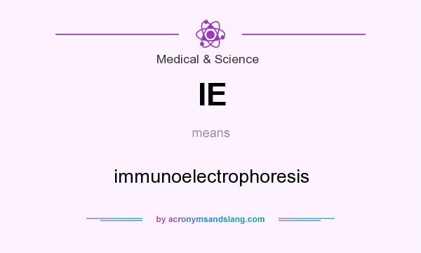 What does IE mean? It stands for immunoelectrophoresis
