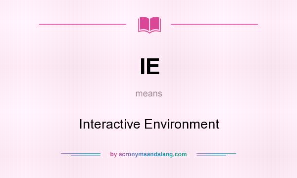What does IE mean? It stands for Interactive Environment