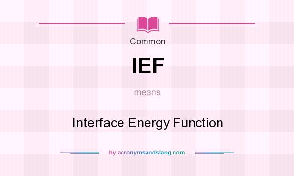 What does IEF mean? It stands for Interface Energy Function