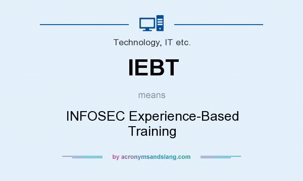 What does IEBT mean? It stands for INFOSEC Experience-Based Training
