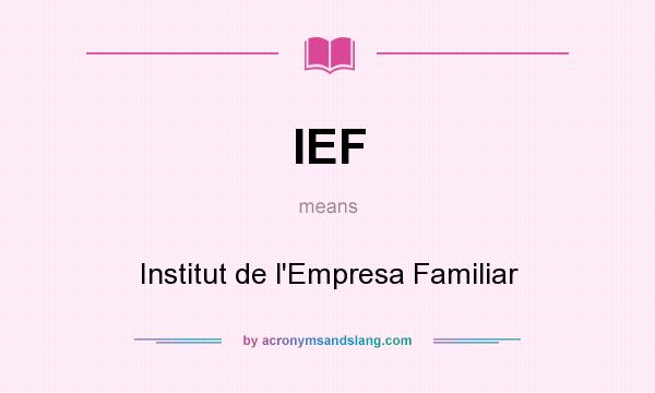 What does IEF mean? It stands for Institut de l`Empresa Familiar