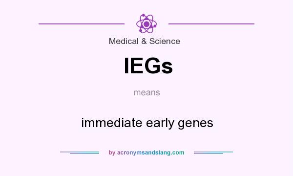 What does IEGs mean? It stands for immediate early genes