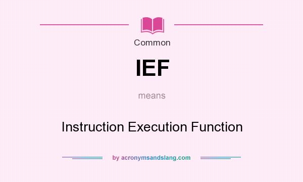 What does IEF mean? It stands for Instruction Execution Function