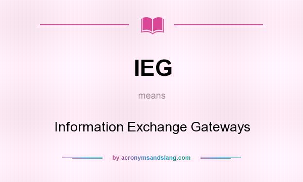 What does IEG mean? It stands for Information Exchange Gateways