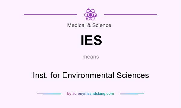 What does IES mean? It stands for Inst. for Environmental Sciences