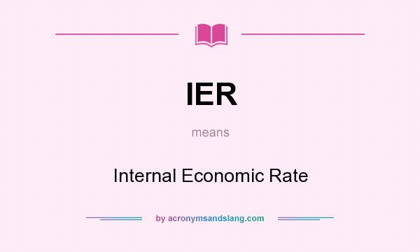 What does IER mean? It stands for Internal Economic Rate
