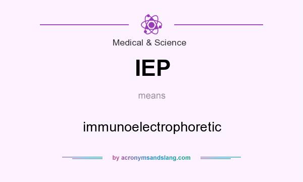 What does IEP mean? It stands for immunoelectrophoretic