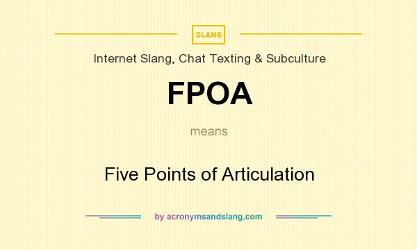 What does FPOA mean? It stands for Five Points of Articulation