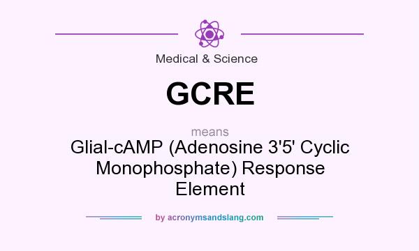 What does GCRE mean? It stands for Glial-cAMP (Adenosine 3`5` Cyclic Monophosphate) Response Element