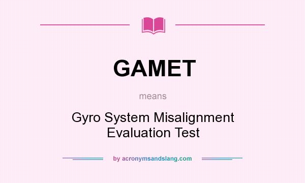 What does GAMET mean? It stands for Gyro System Misalignment Evaluation Test