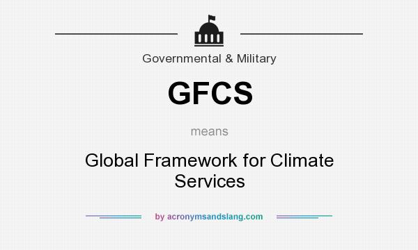 What does GFCS mean? It stands for Global Framework for Climate Services
