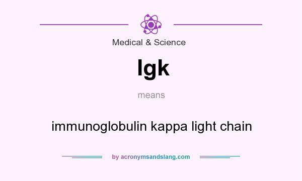 What does Igk mean? It stands for immunoglobulin kappa light chain
