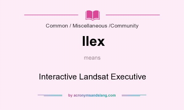What does Ilex mean? It stands for Interactive Landsat Executive