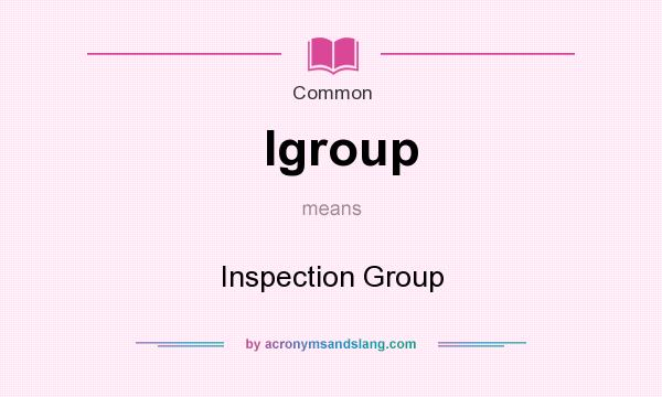 What does Igroup mean? It stands for Inspection Group