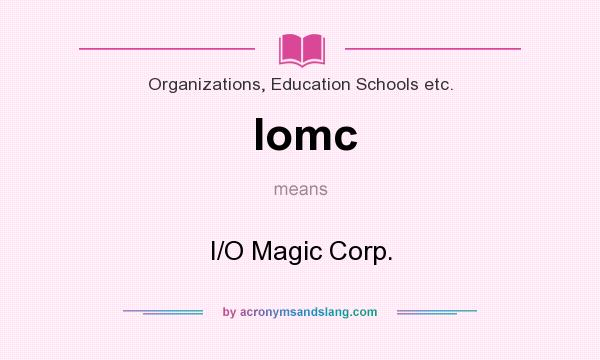 What does Iomc mean? It stands for I/O Magic Corp.