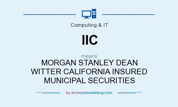 What does IIC mean? It stands for MORGAN STANLEY DEAN WITTER CALIFORNIA INSURED MUNICIPAL SECURITIES