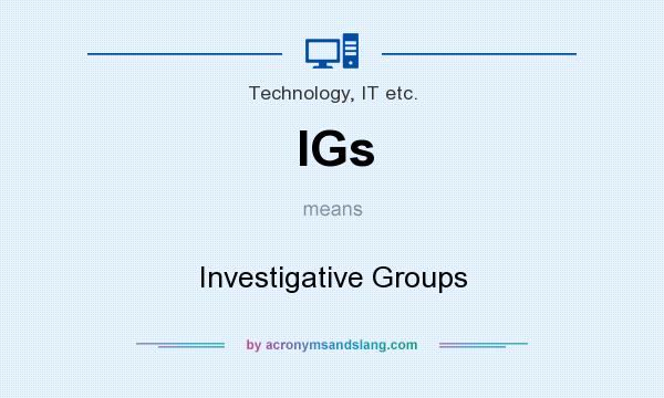 What does IGs mean? It stands for Investigative Groups