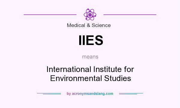 What does IIES mean? It stands for International Institute for Environmental Studies