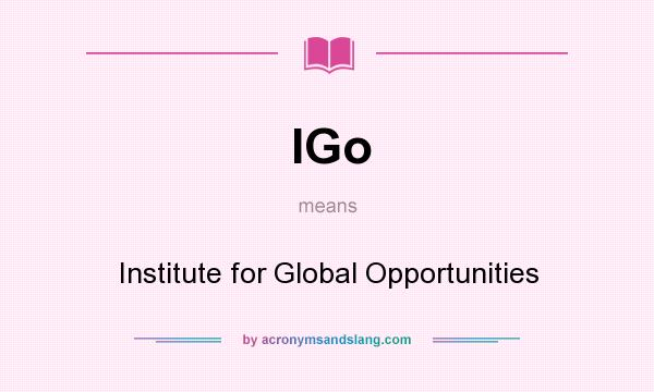 What does IGo mean? It stands for Institute for Global Opportunities