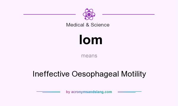 What does Iom mean? It stands for Ineffective Oesophageal Motility