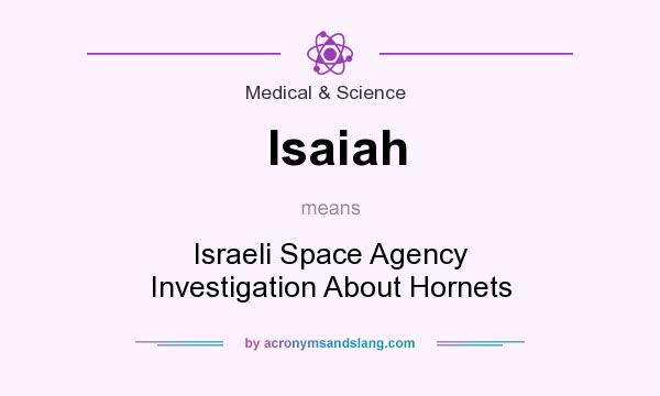 What does Isaiah mean? It stands for Israeli Space Agency Investigation About Hornets