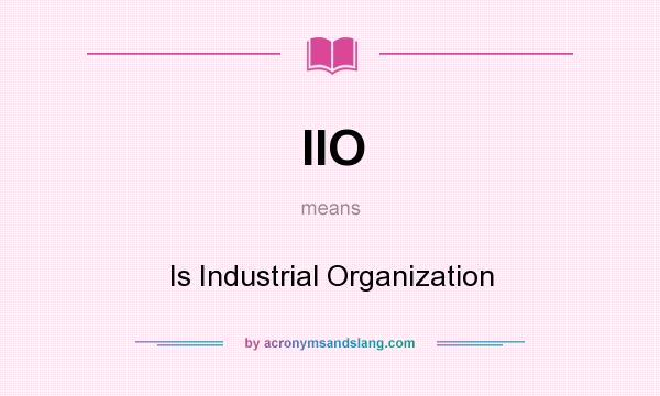 What does IIO mean? It stands for Is Industrial Organization