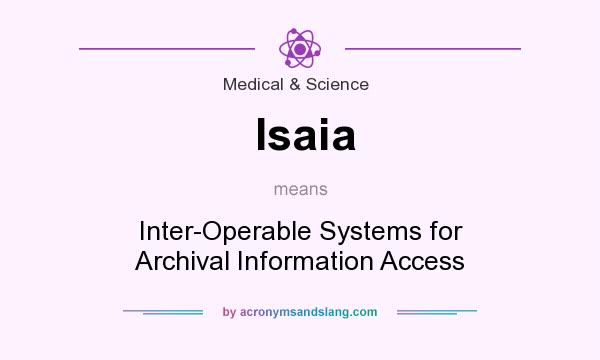What does Isaia mean? It stands for Inter-Operable Systems for Archival Information Access