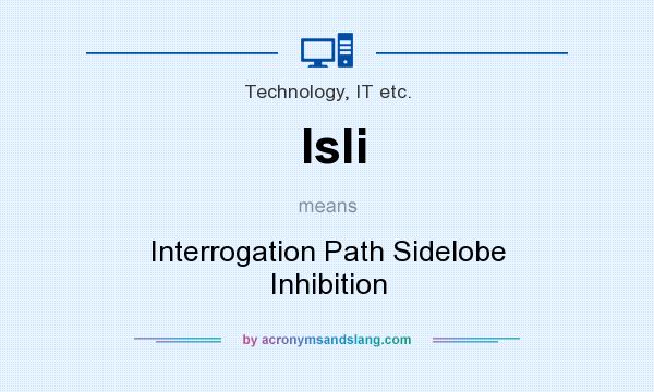 What does Isli mean? It stands for Interrogation Path Sidelobe Inhibition