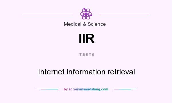 What does IIR mean? It stands for Internet information retrieval