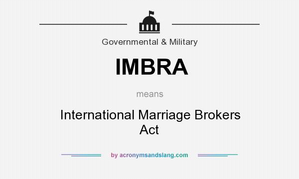 What does IMBRA mean? It stands for International Marriage Brokers Act
