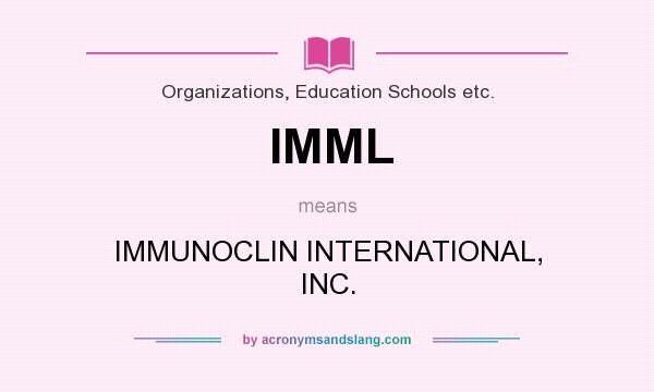 What does IMML mean? It stands for IMMUNOCLIN INTERNATIONAL, INC.