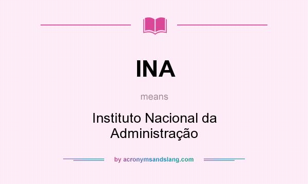What does INA mean? It stands for Instituto Nacional da Administração