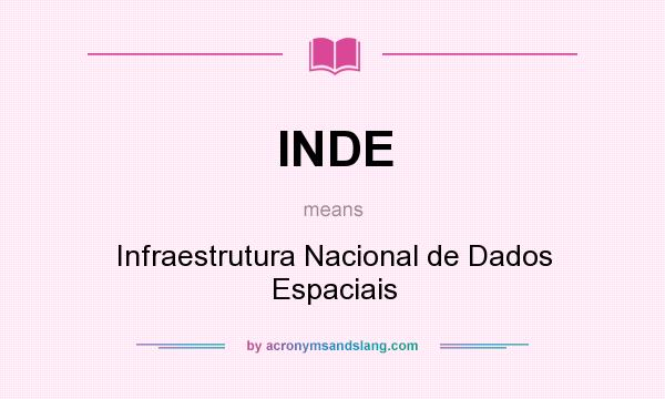 What does INDE mean? It stands for Infraestrutura Nacional de Dados Espaciais