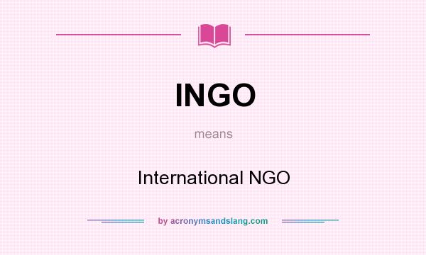 What does INGO mean? It stands for International NGO