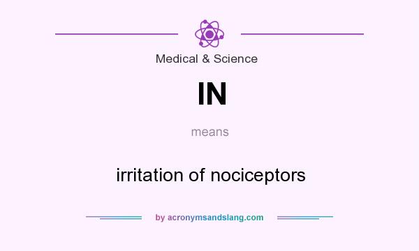 What does IN mean? It stands for irritation of nociceptors