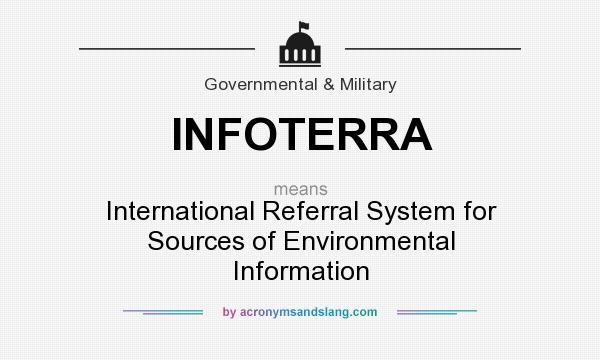 What does INFOTERRA mean? It stands for International Referral System for Sources of Environmental Information