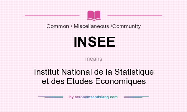 What does INSEE mean? It stands for Institut National de la Statistique et des Etudes Economiques