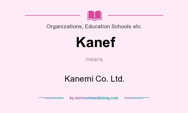 What does Kanef mean? It stands for Kanemi Co. Ltd.