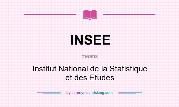 What does INSEE mean? It stands for Institut National de la Statistique et des Etudes