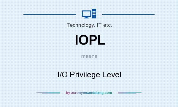 What does IOPL mean? It stands for I/O Privilege Level